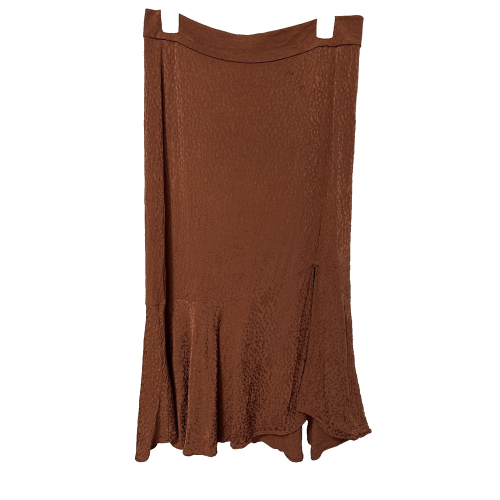 Madewell Women's 10‎ Warm Umber Flounce-Hem Midi Skirt in Cheetah Jacquard BOHO